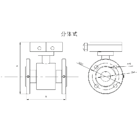 FLDC系列電磁流量計產(chǎn)品尺寸（分體式）