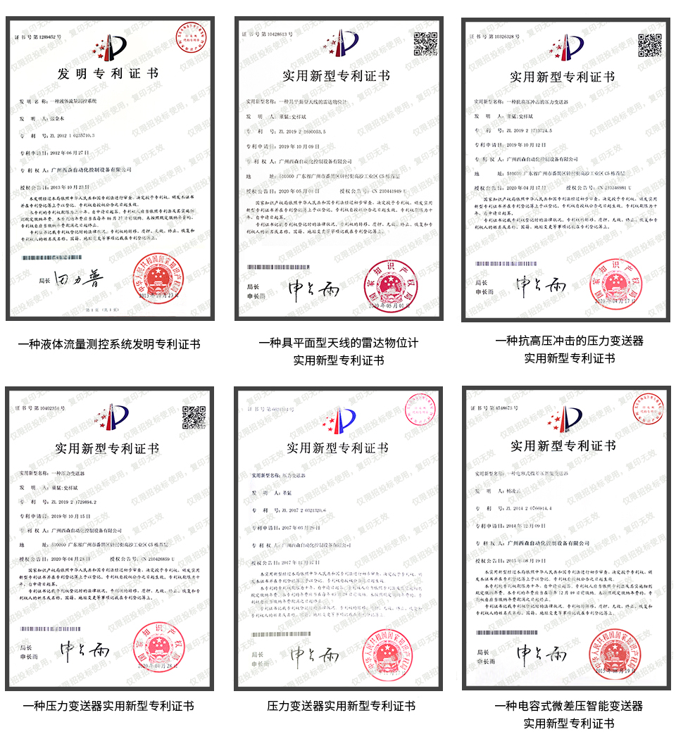 西森產(chǎn)品專利證書