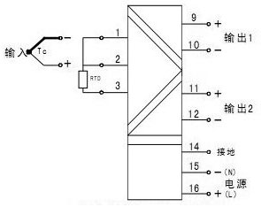 單路熱電偶/熱電阻輸入，雙路輸出（一進二出）