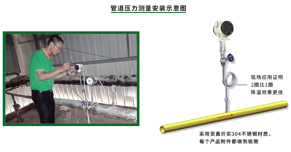 高溫工業(yè)型壓力變送器安裝示意圖