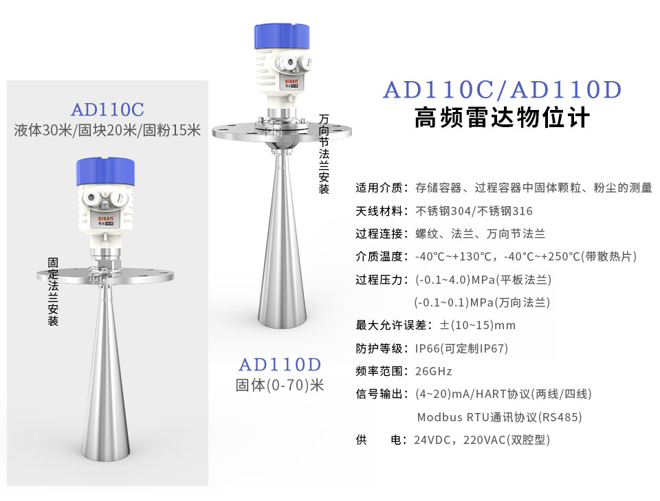 西森中國(guó)AD110C/AD110D高頻雷達(dá)物位計(jì)
