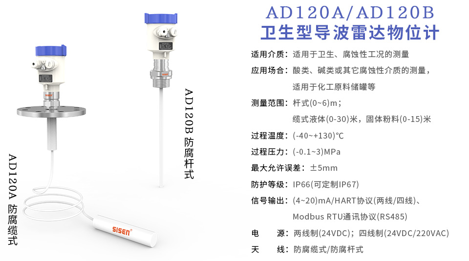 西森中國AD120D衛(wèi)生型導波雷達物位計