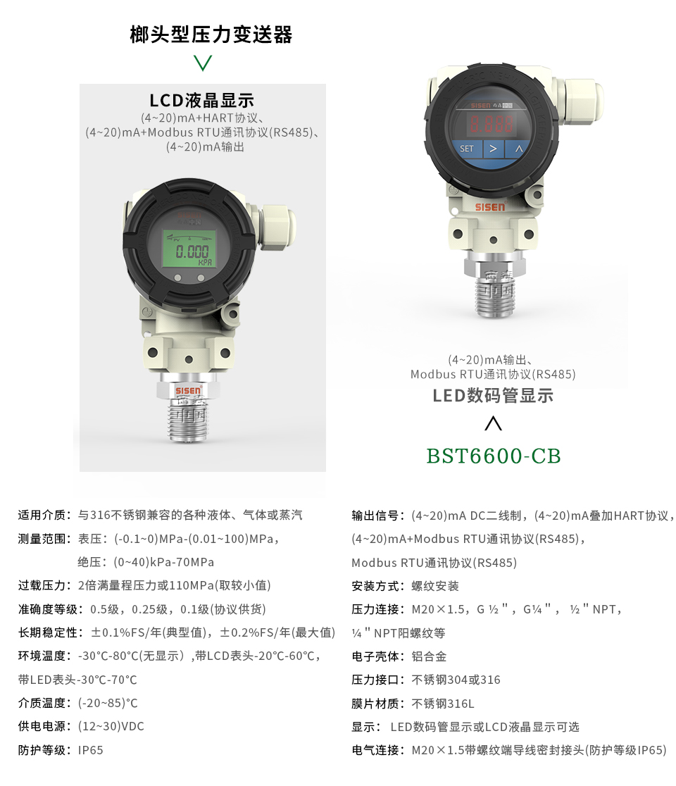 西森BST6600-CB 2088擴(kuò)散硅壓力變送器