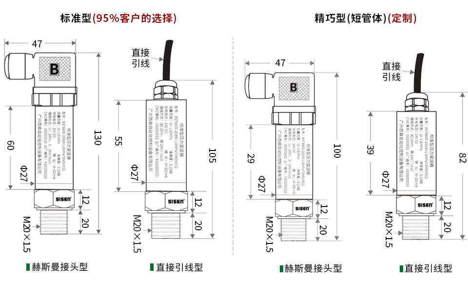 BST6600-BB不銹鋼棒狀壓力變送器產(chǎn)品尺寸
