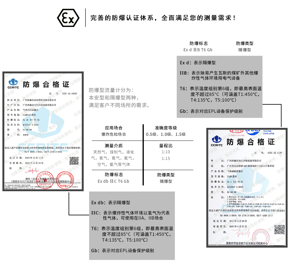 溫壓補(bǔ)償型氣體渦輪流量計(jì)防爆認(rèn)證