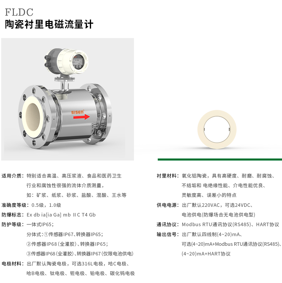 陶瓷襯里電磁流量計(jì)