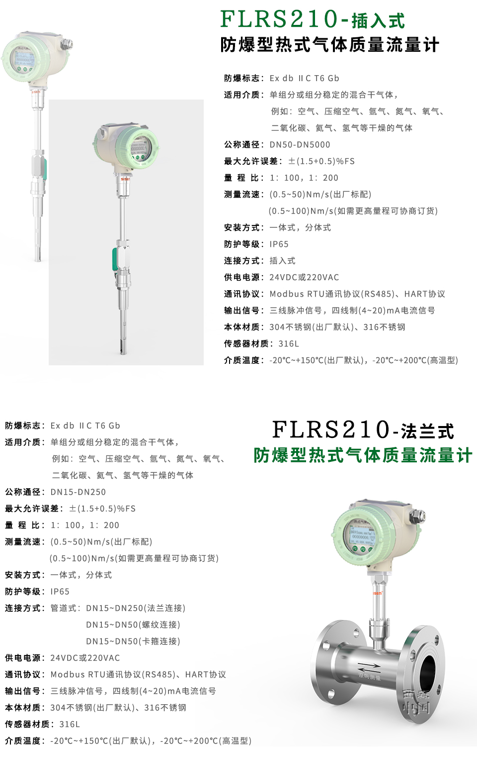 西森防爆型熱式氣體質量流量計